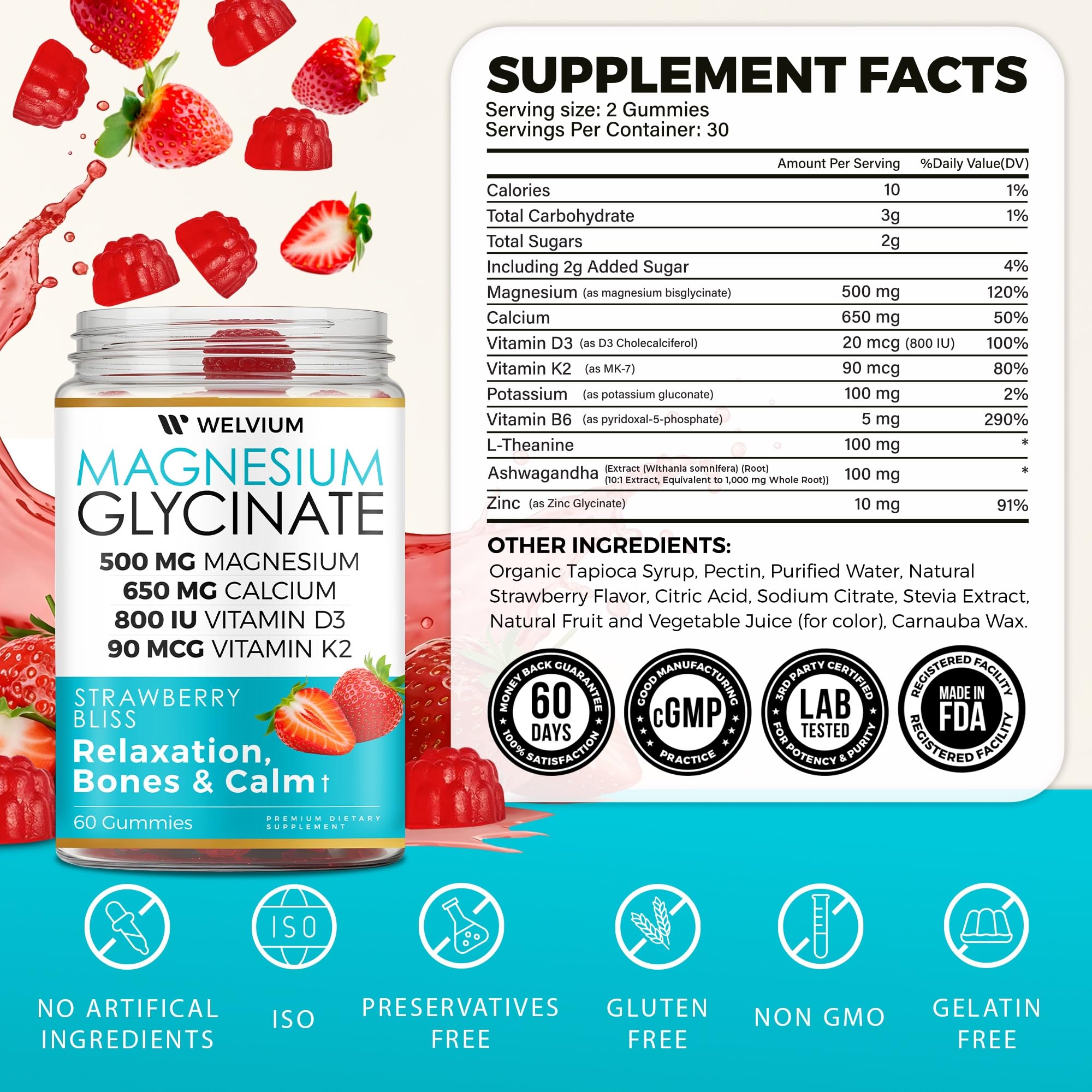 WelviuM gummies close-up showing chewy texture and vibrant color