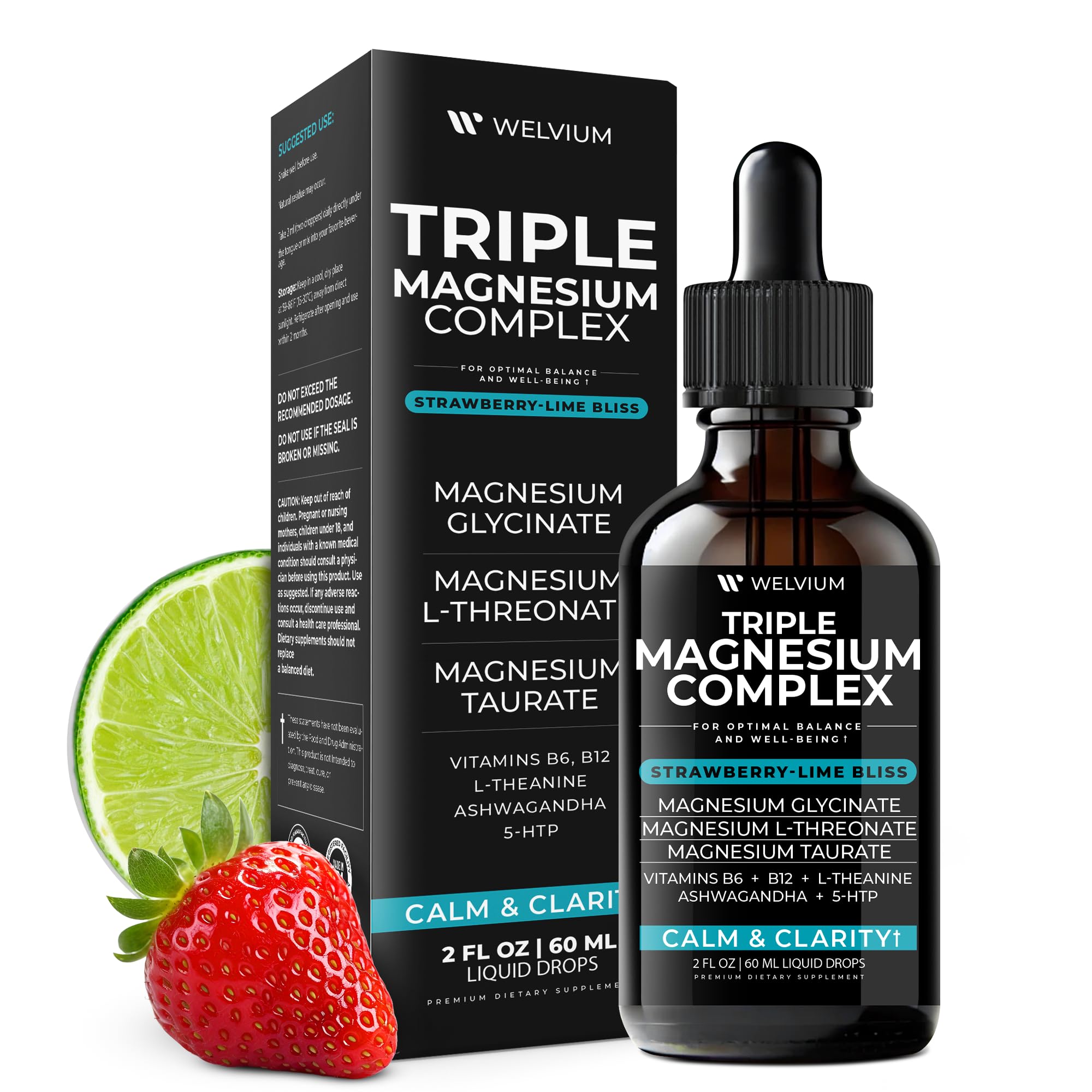 Nutrition information displayed for transparent daily nutrient support with magnesium glycinate complex.