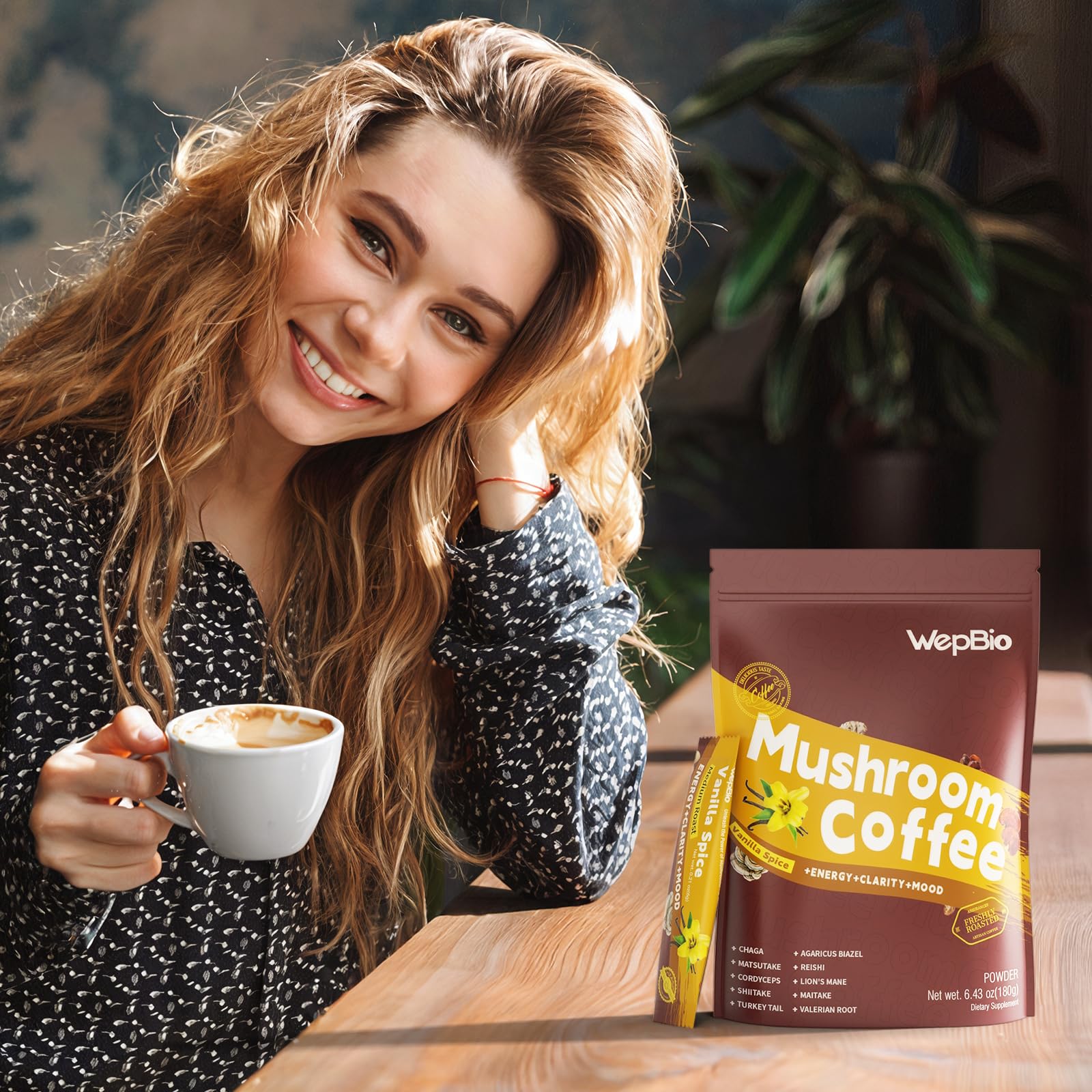 WepBio lab-tested vegan gluten-free 0g sugar pack.