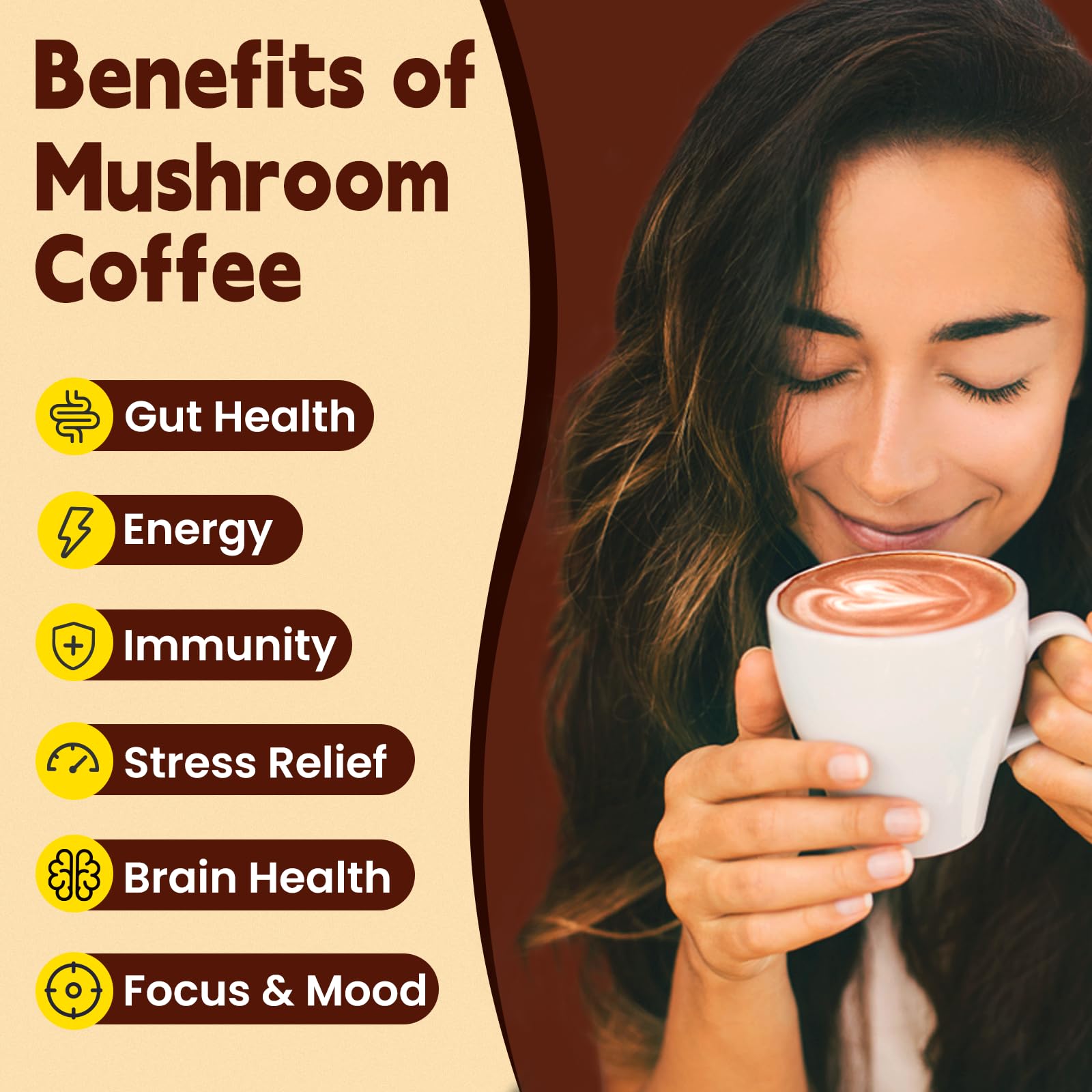 WepBio mushroom coffee mocha cup with chocolate notes and energy.