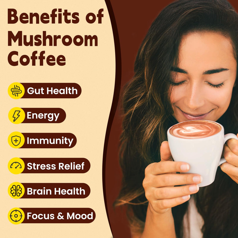 WepBio mushroom coffee mocha cup with chocolate notes and energy.