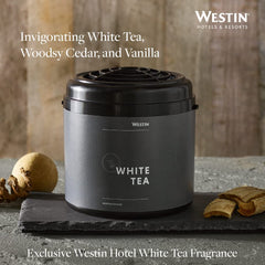Westin White Tea diffuser dispensing base shows dry-air scent delivery.