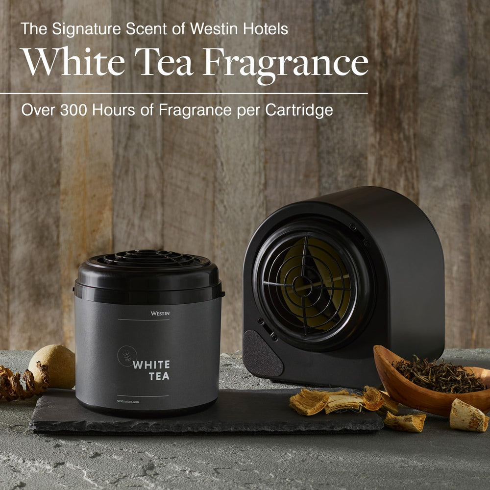 Westin White Tea diffuser creating hotel-like room ambience in living spaces.