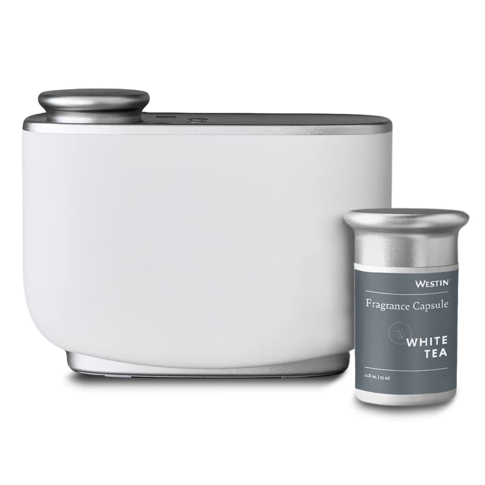 Westin White Tea room diffuser on table releasing a fresh fragrance
