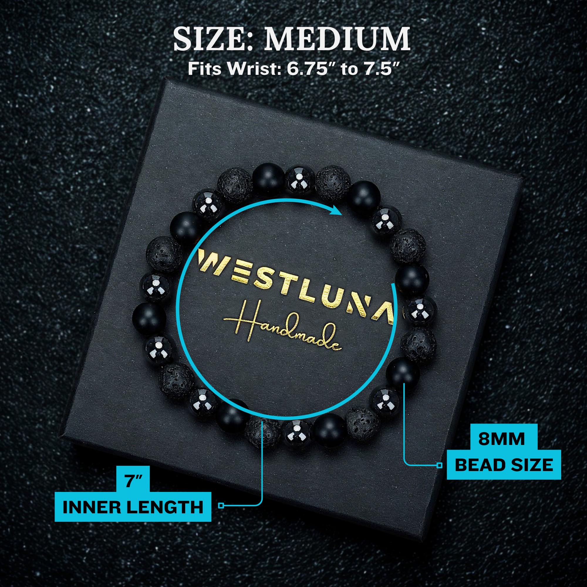 WestLuna adjustable-fit bracelet ensures comfortable wear for most wrists.