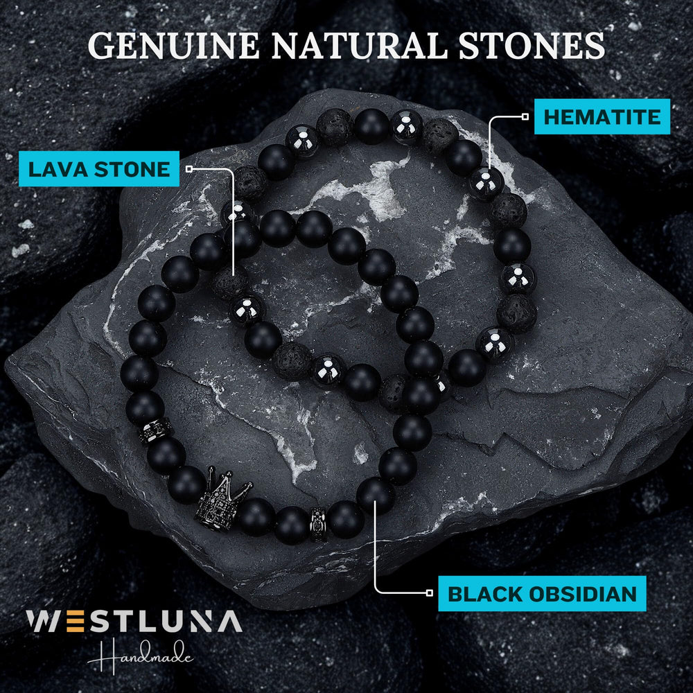 WestLuna hematite bracelet closeup emphasizes focus and emotional balance for everyday wear.