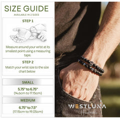 WestLuna evil eye bracelet detail adds bold masculine style.