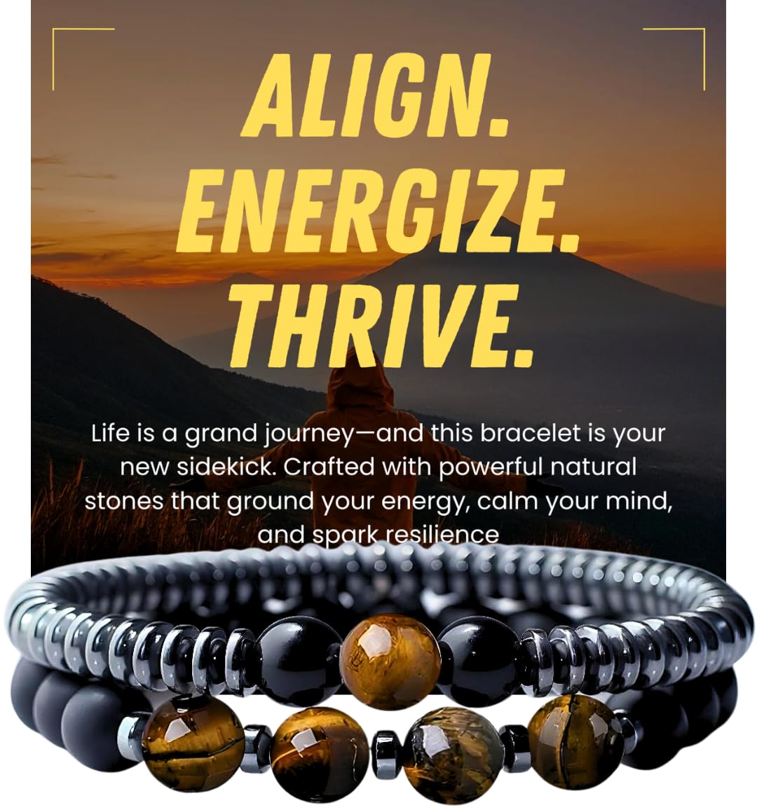 WestLuna magnetic healing bracelet set close-up hematite beads for daily grounding