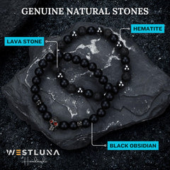 WestLuna lava stone bracelet diffuses scent with natural essential oil.