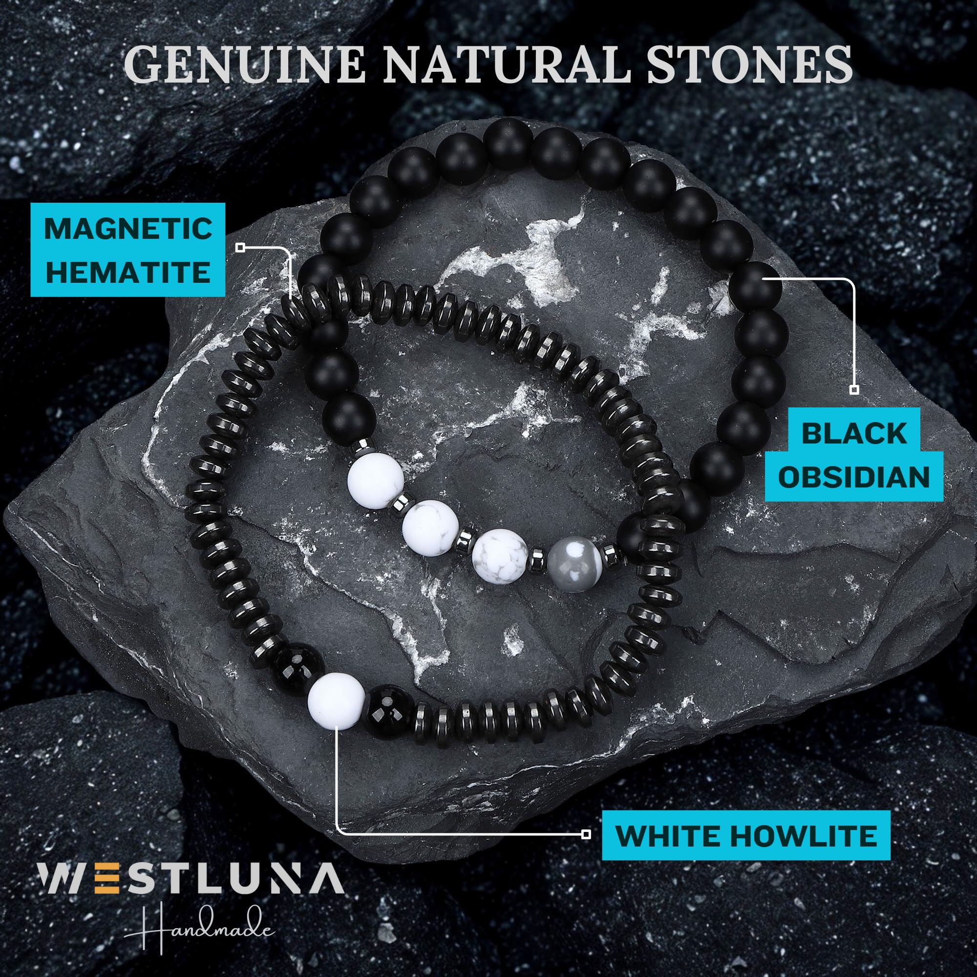 WestLuna white howlite accent bracelet small size for lightweight elegance.