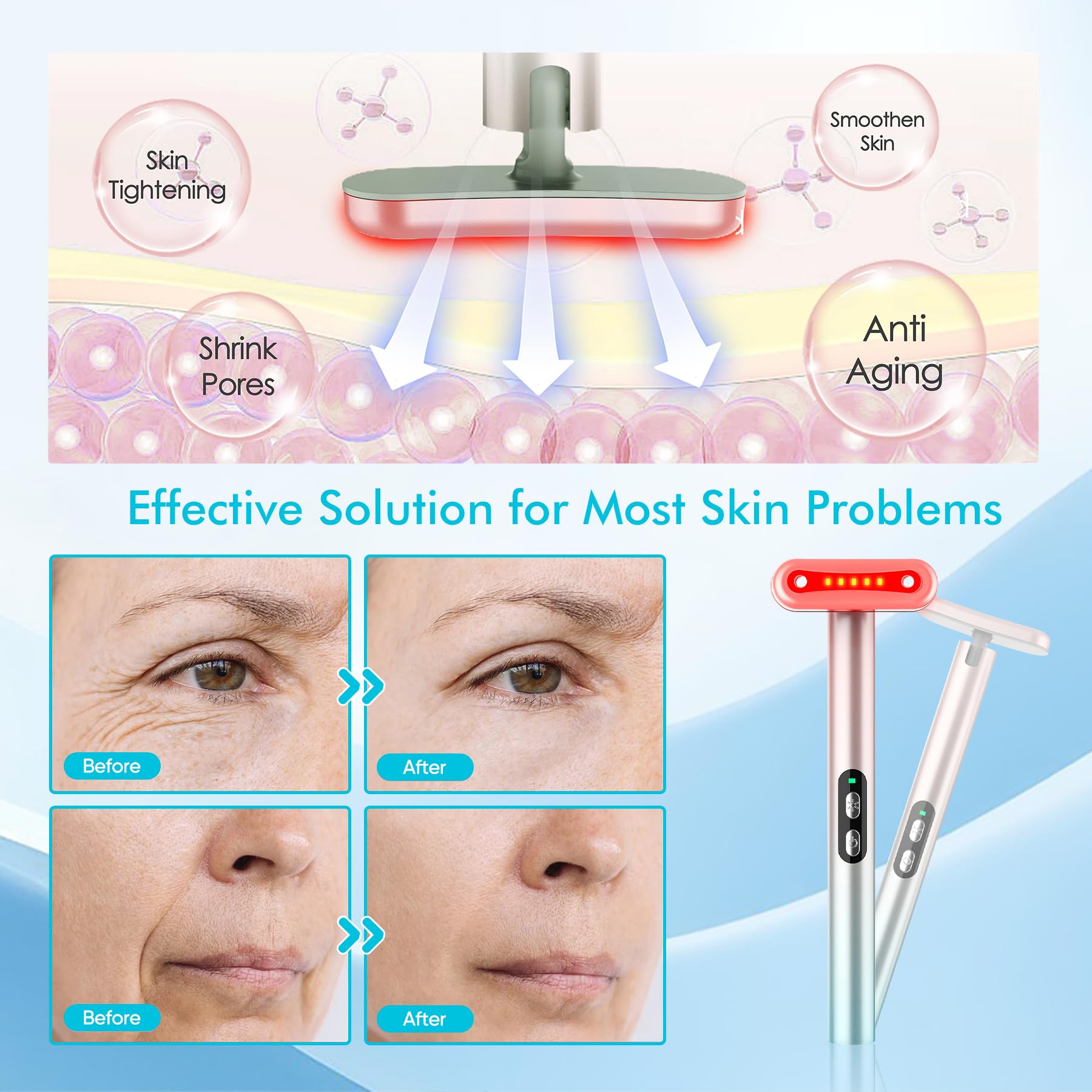 Weyais rotating massage head for eyes, face, and neck