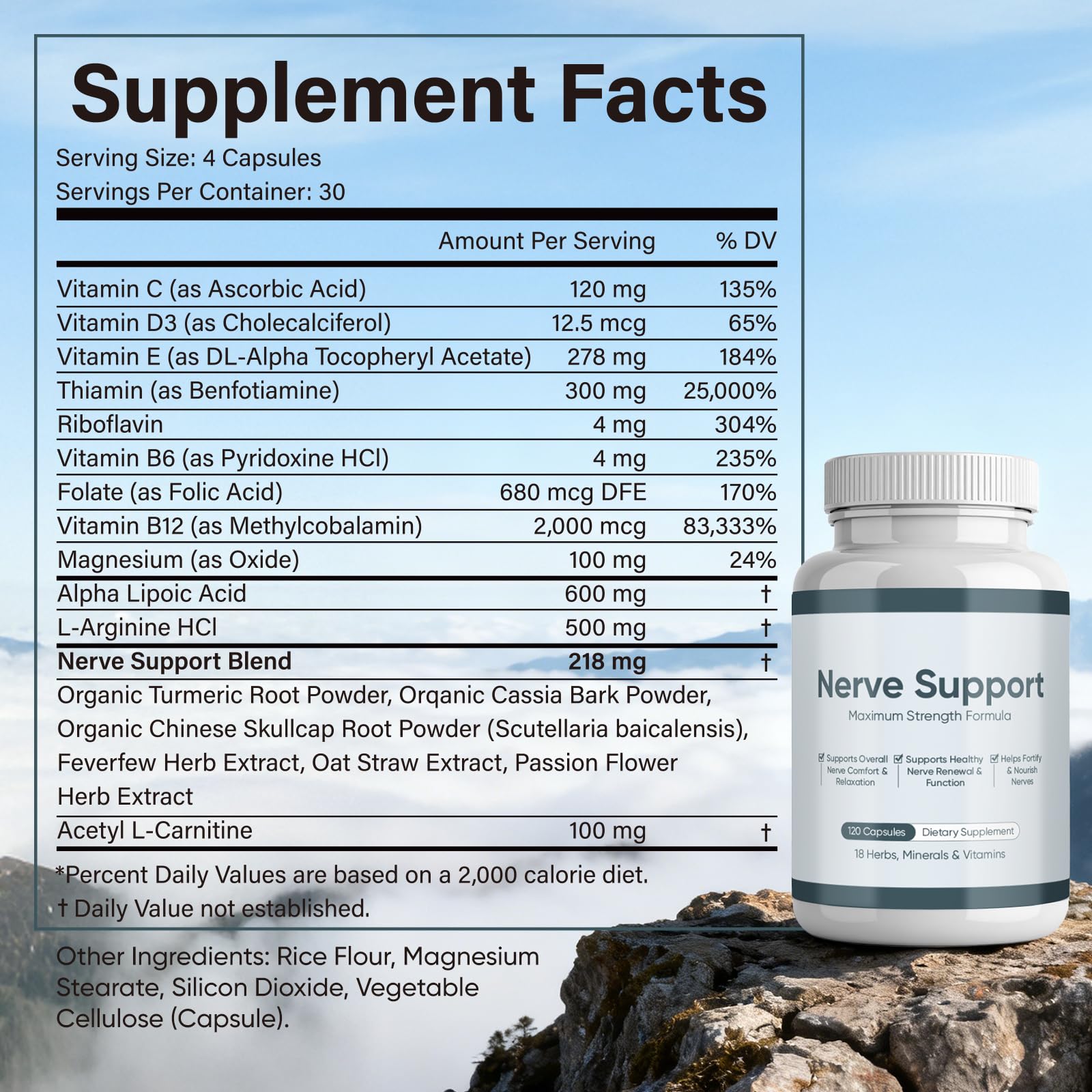 WGYPEU Nerve Support natural ingredients; herbal blend for nervous system support.