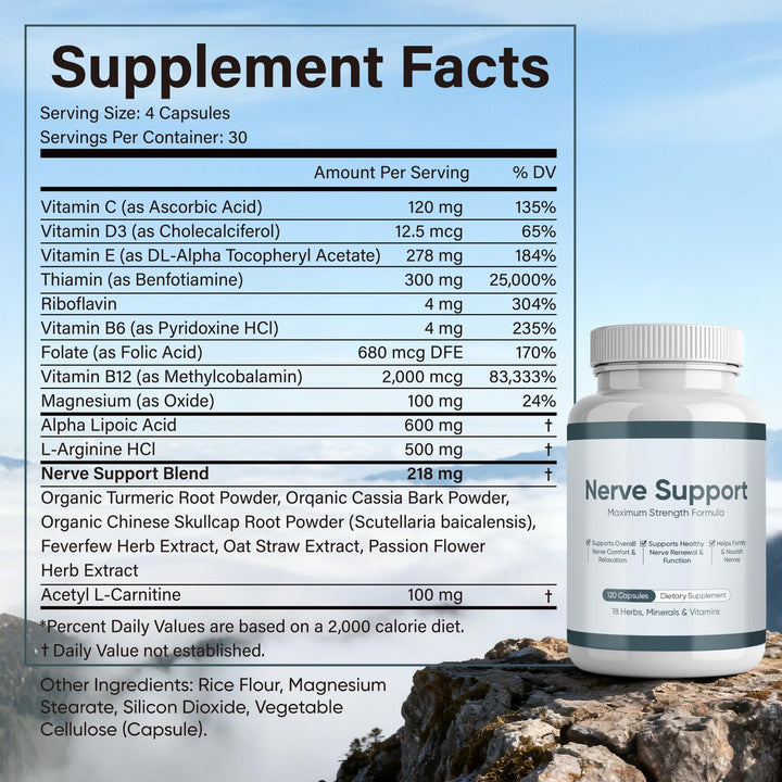 WGYPEU Nerve Support natural ingredients; herbal blend for nervous system support.
