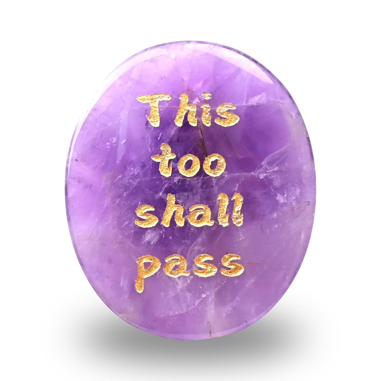 WHAL&YUNE Amethyst thumb worry stone engraved side for calm focus