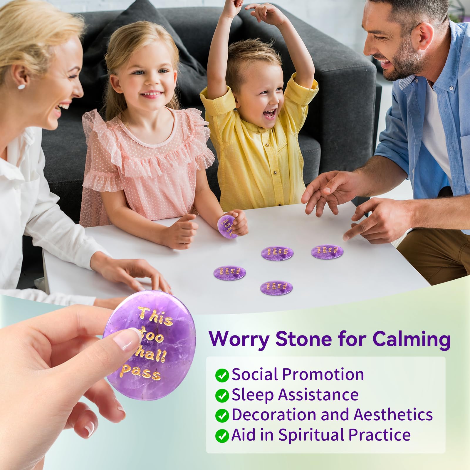 Gift ready WHAL&YUNE amethyst worry stone for mindfulness