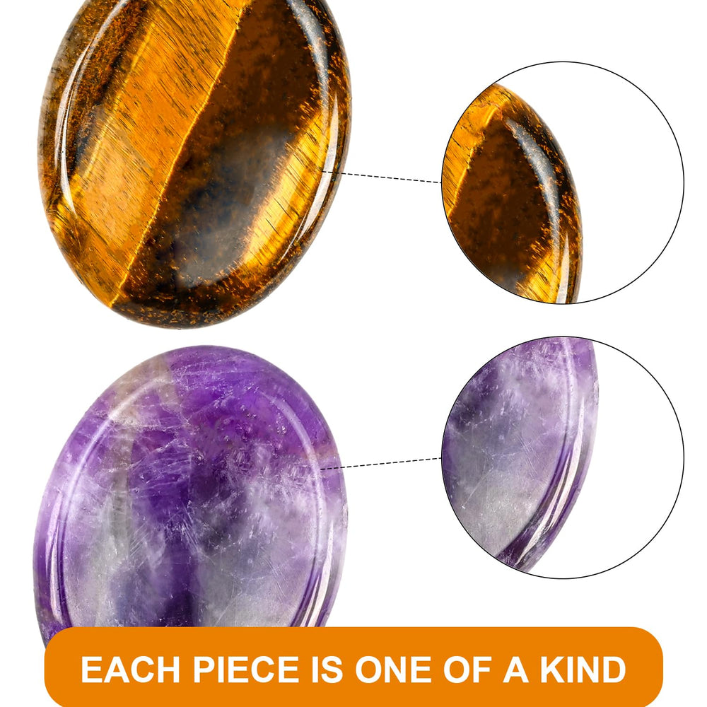 WHAL&YUNE amethyst tiger eye thumb worry stone gift-ready presentation
