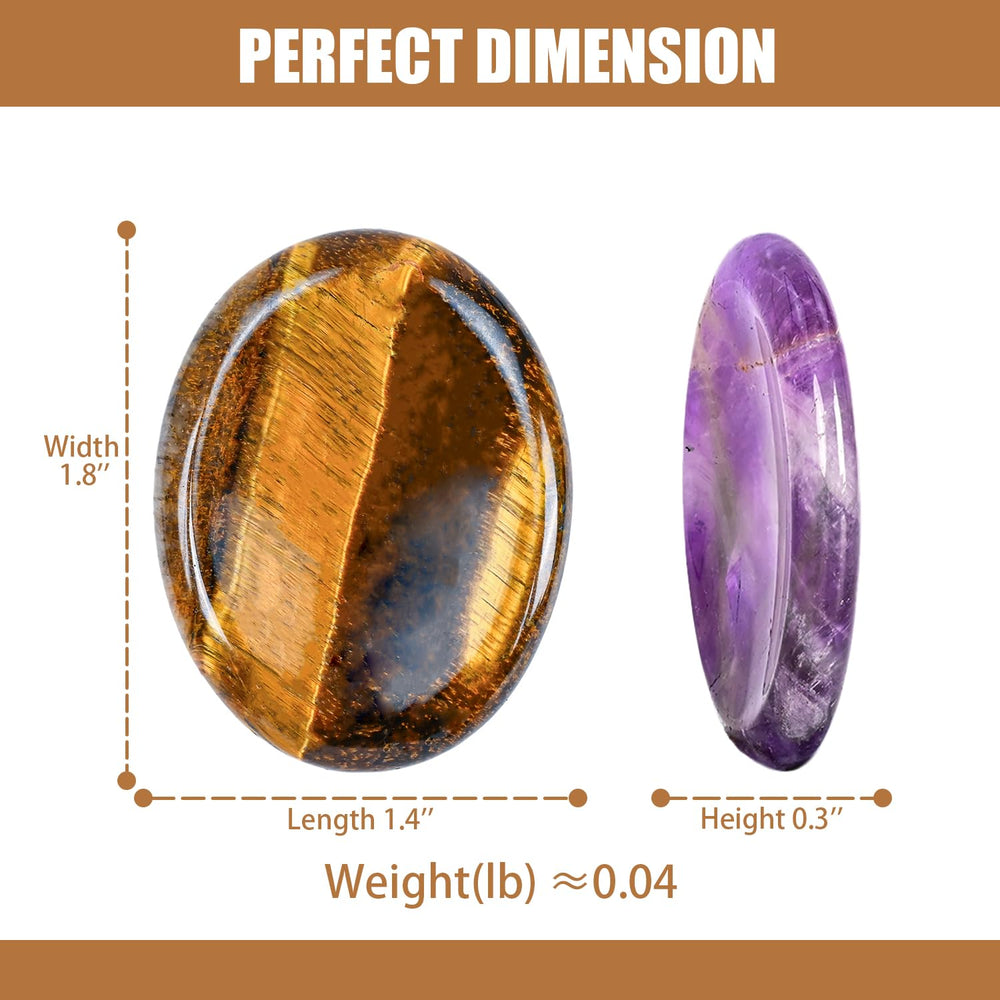 WHAL&YUNE amethyst tiger eye thumb worry stone in use during mindfulness practice