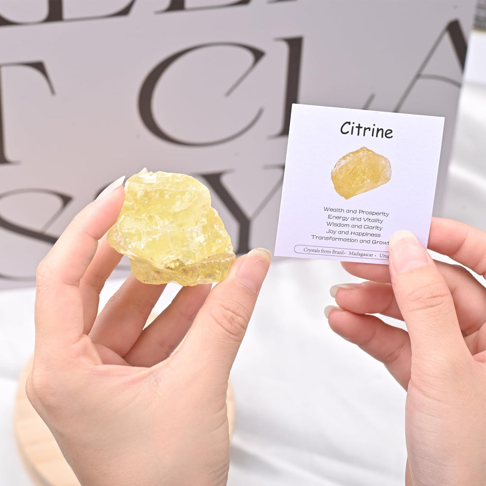 WHAL&YUNE Citrine rough stone close-up shows irregular facets for rustic charm.