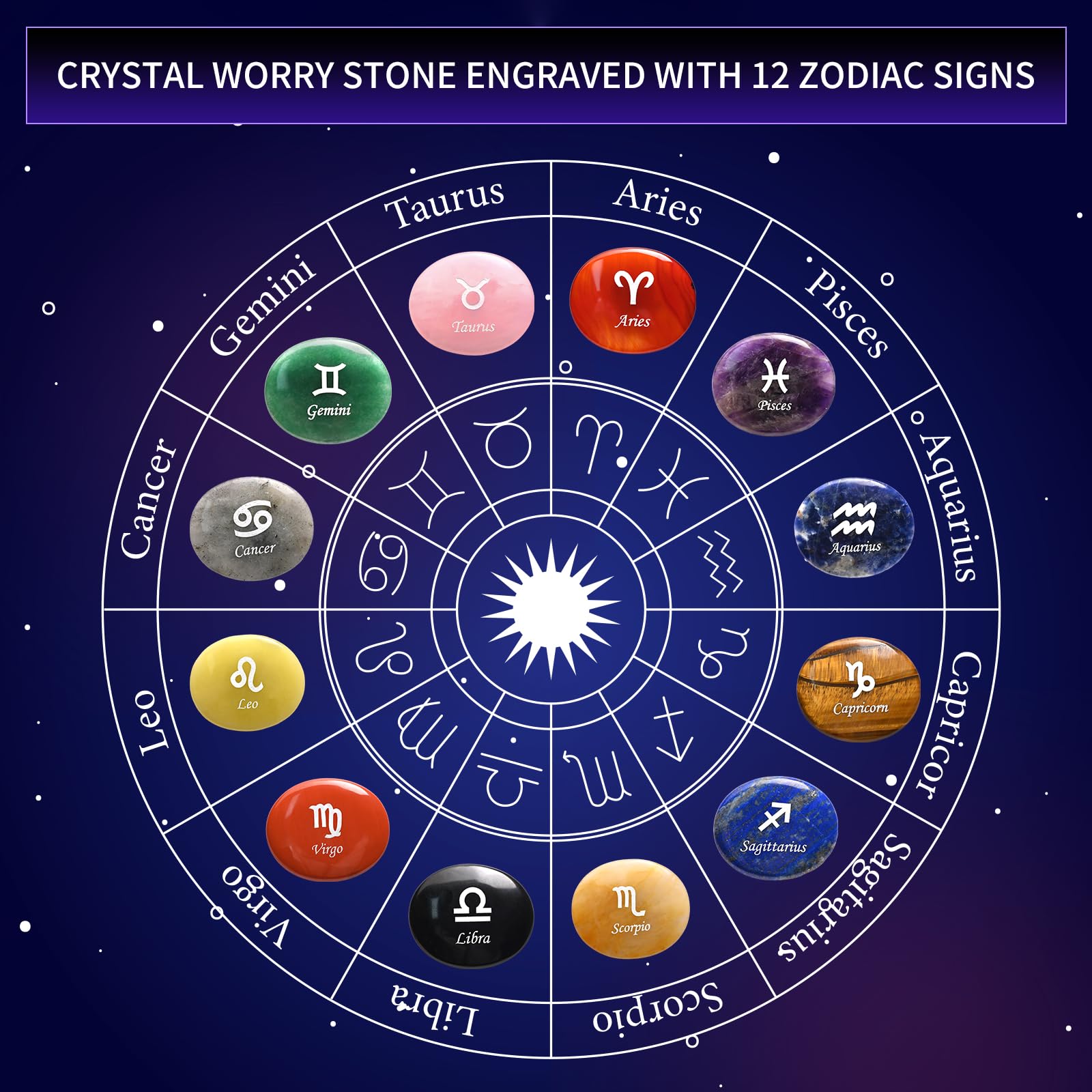 WHAL&YUNE gift-ready zodiac stone ideal for birthdays or wellness gifts.
