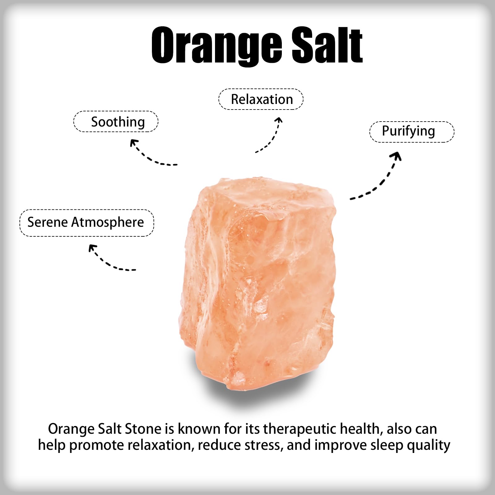 WHAL&YUNE orange salt raw stone, calming aura for meditation corners or peaceful shelves.