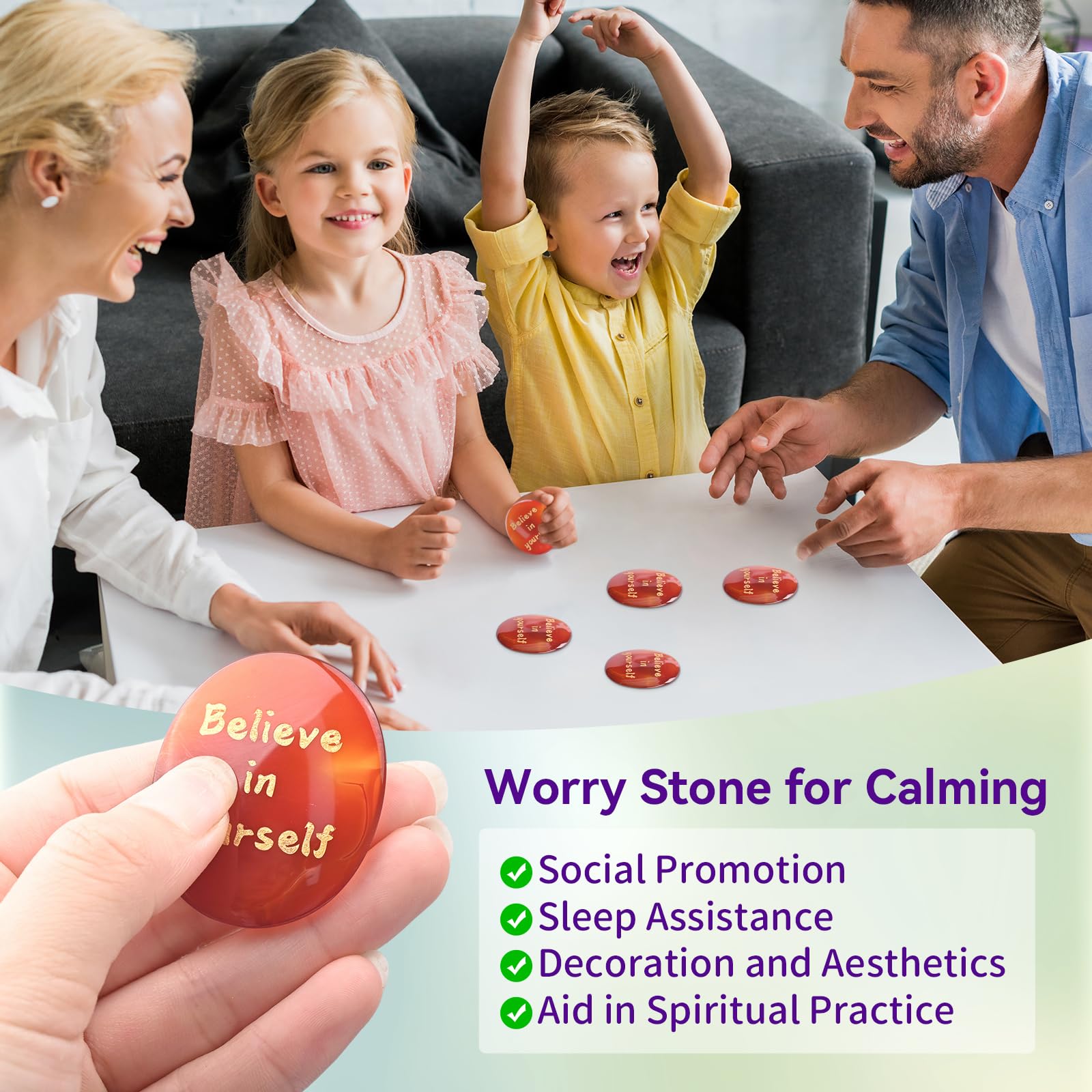 WHAL&YUNE red agate worry stone gift-ready packaging.