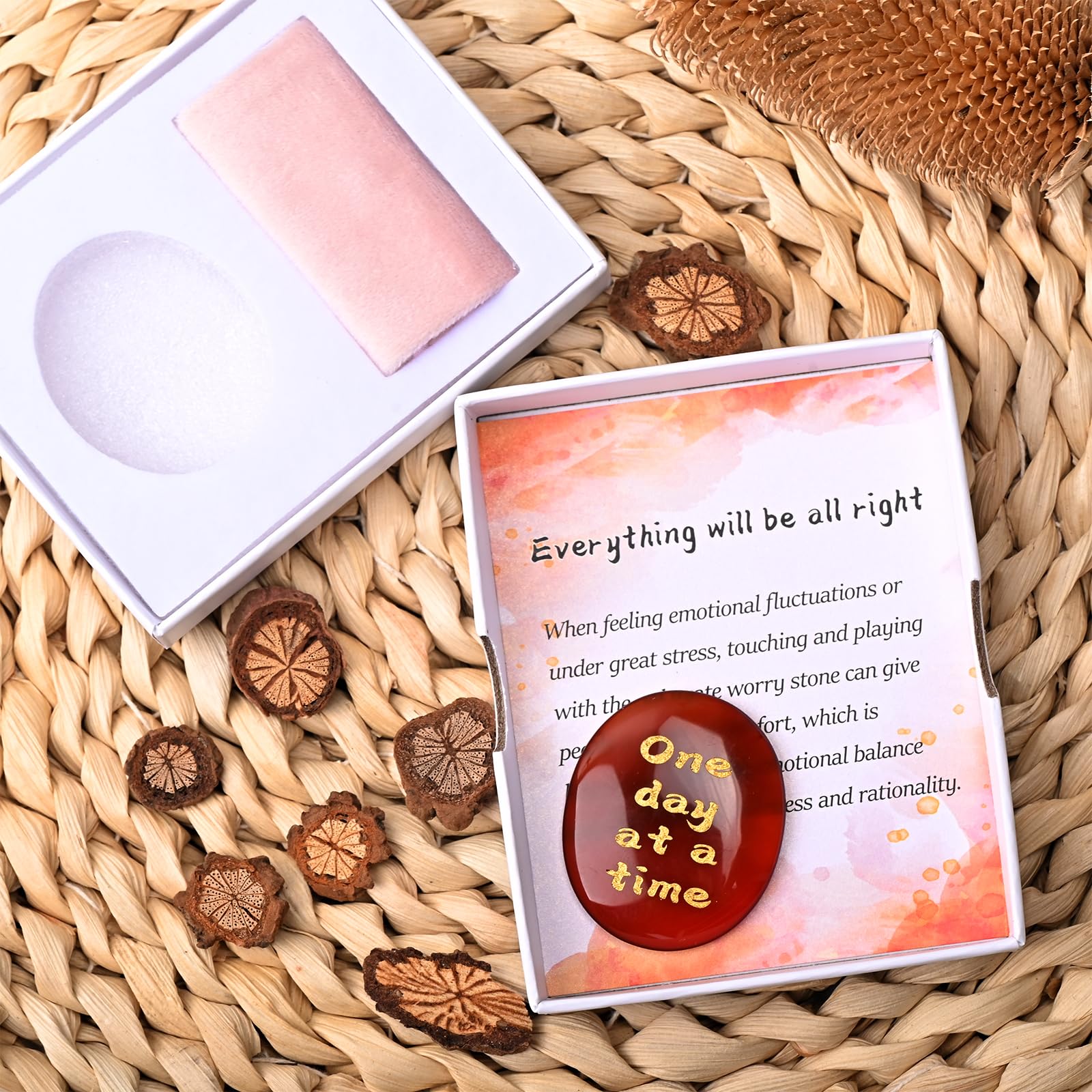 WHAL&YUNE worry stone in hand for grounding during busy days