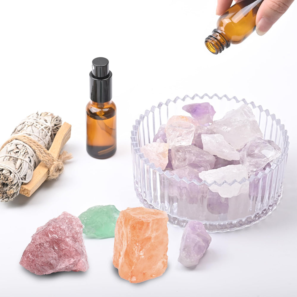WHAL&YUNE Strawberry Quartz in a bedside display for calming ambiance