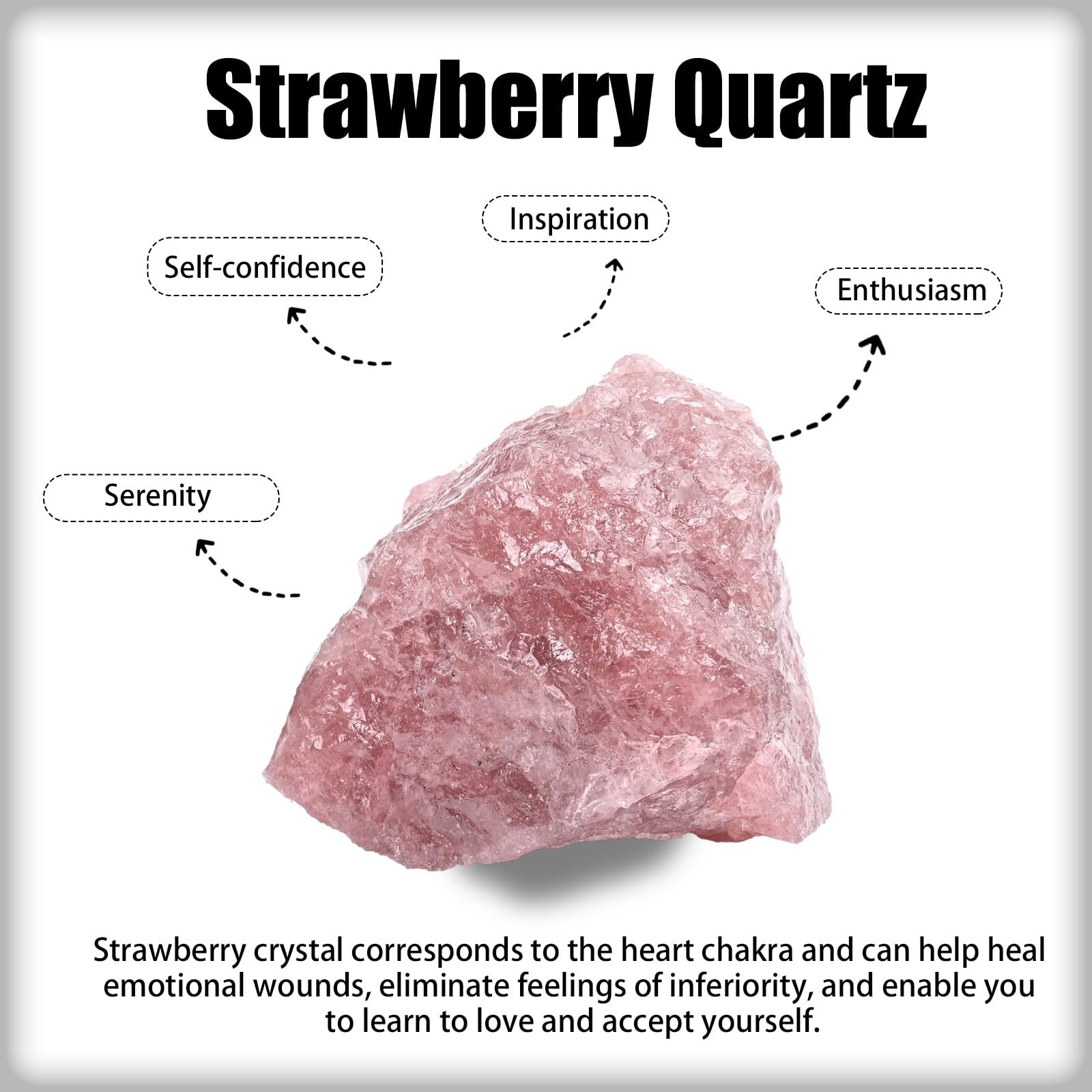 WHAL&YUNE Strawberry Quartz rough crystal close-up showing natural facets and color