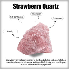 WHAL&YUNE Strawberry Quartz rough crystal close-up showing natural facets and color
