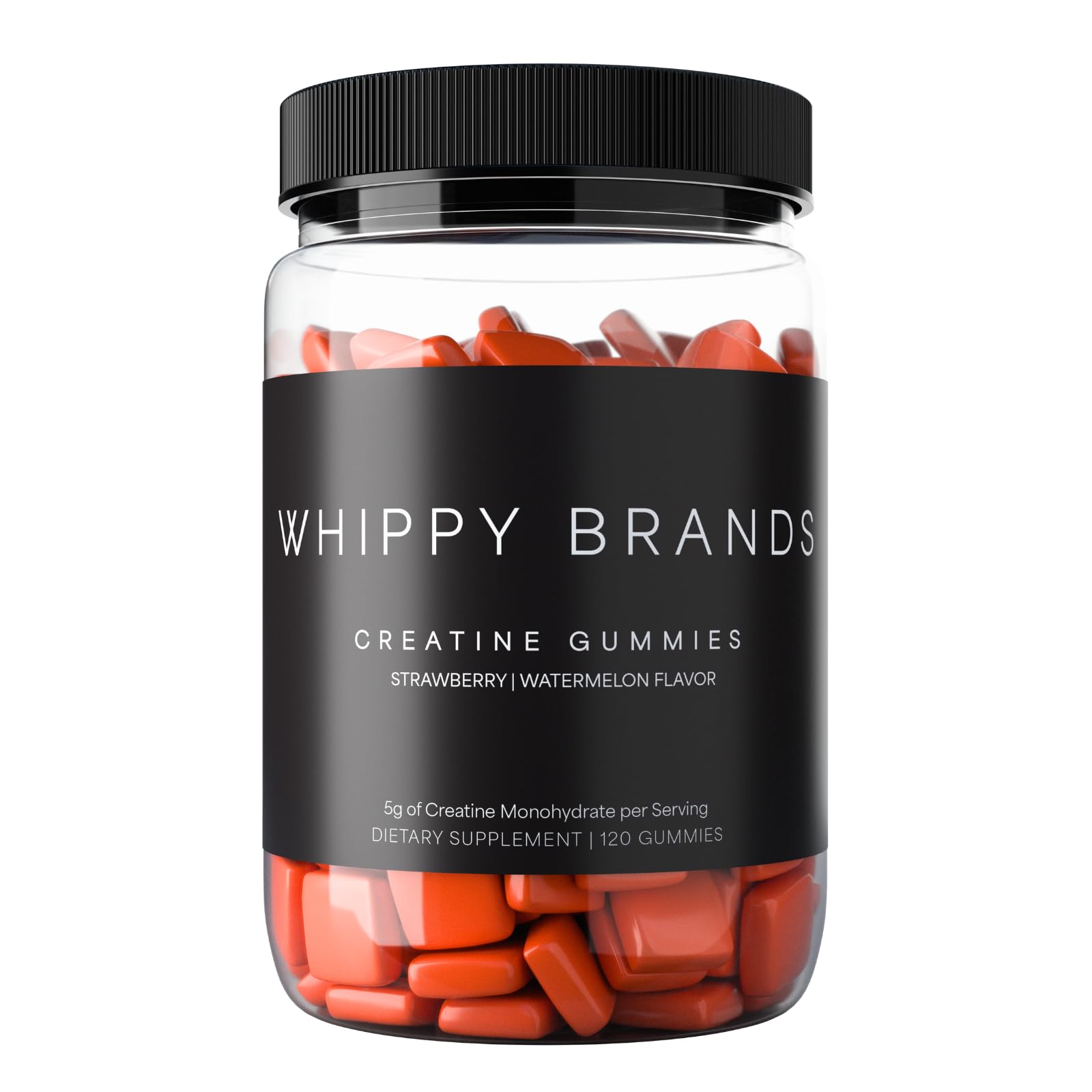 Whippy Brands Creatine Gummies bottle with precise dosing for efficient workouts