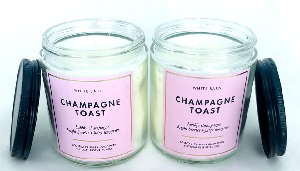 White Barn Champagne Toast candle wax closeup highlights rich texture and essential oil scent.