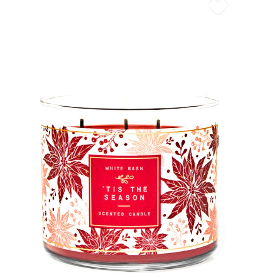 White Barn 'Tis The Season candle, 14.5 oz, cozy holiday ambiance