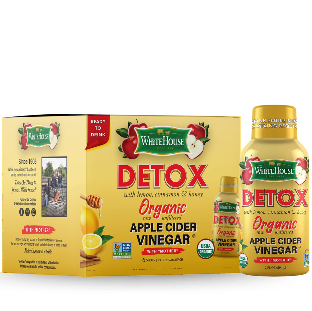 White House Detox raw unfiltered vinegar in a bottle with natural sediment.