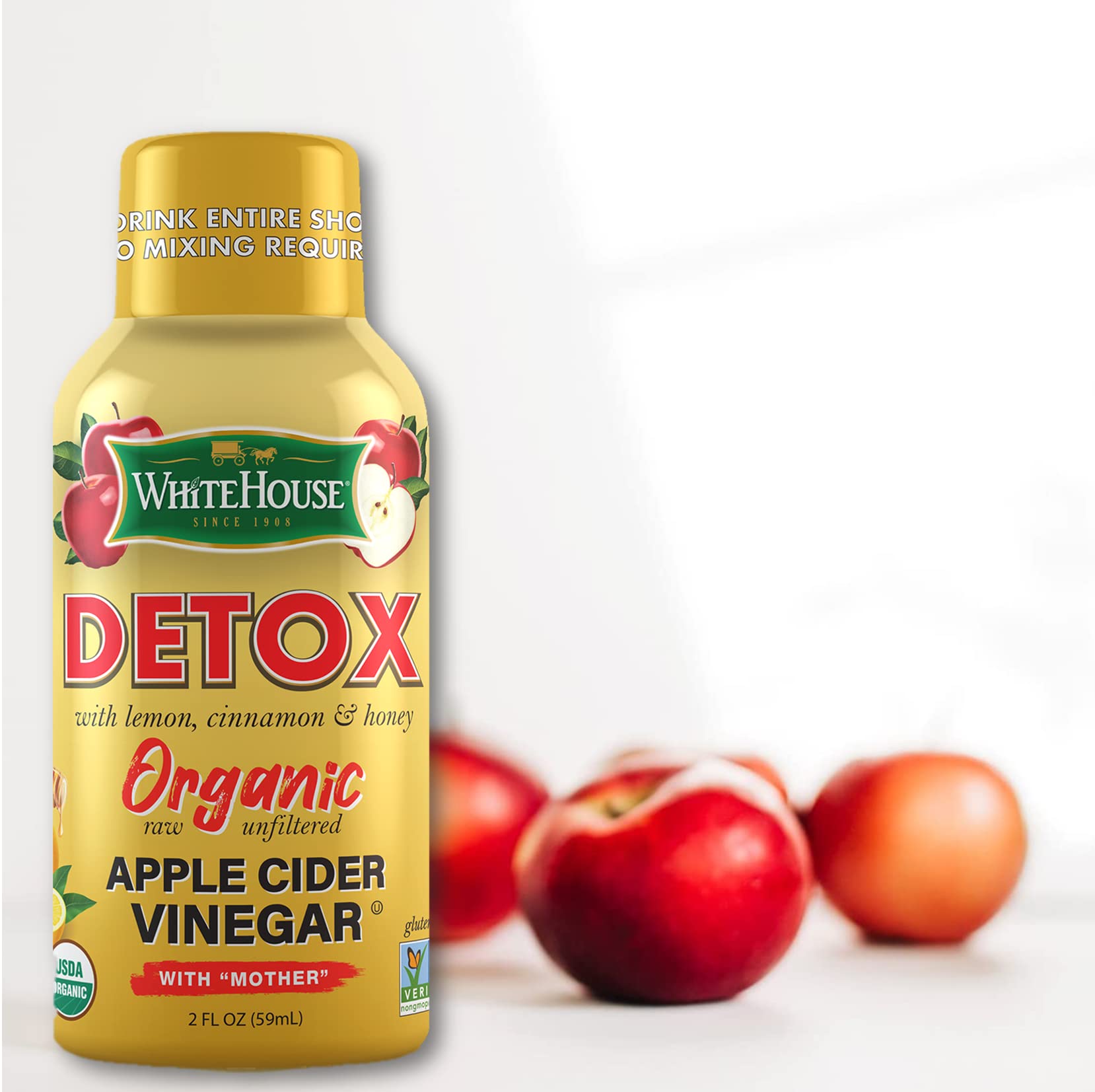 White House Detox harvested from Virginia apple orchard for authentic flavor.