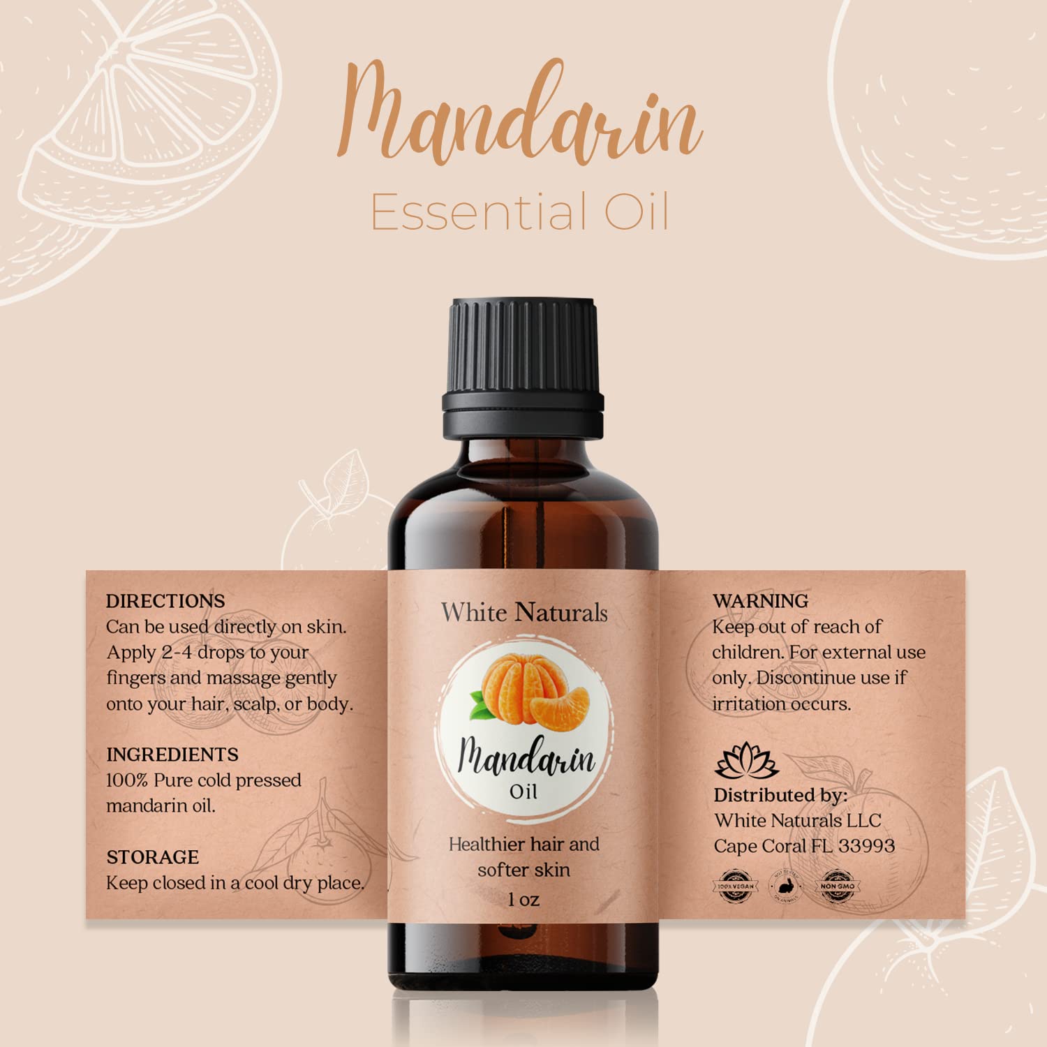White Naturals Mandarin oil packaging ready for gifting.