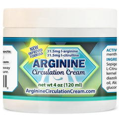 Whole Family Arginine Circulation Cream menthol label close-up shows key ingredients and cooling benefits