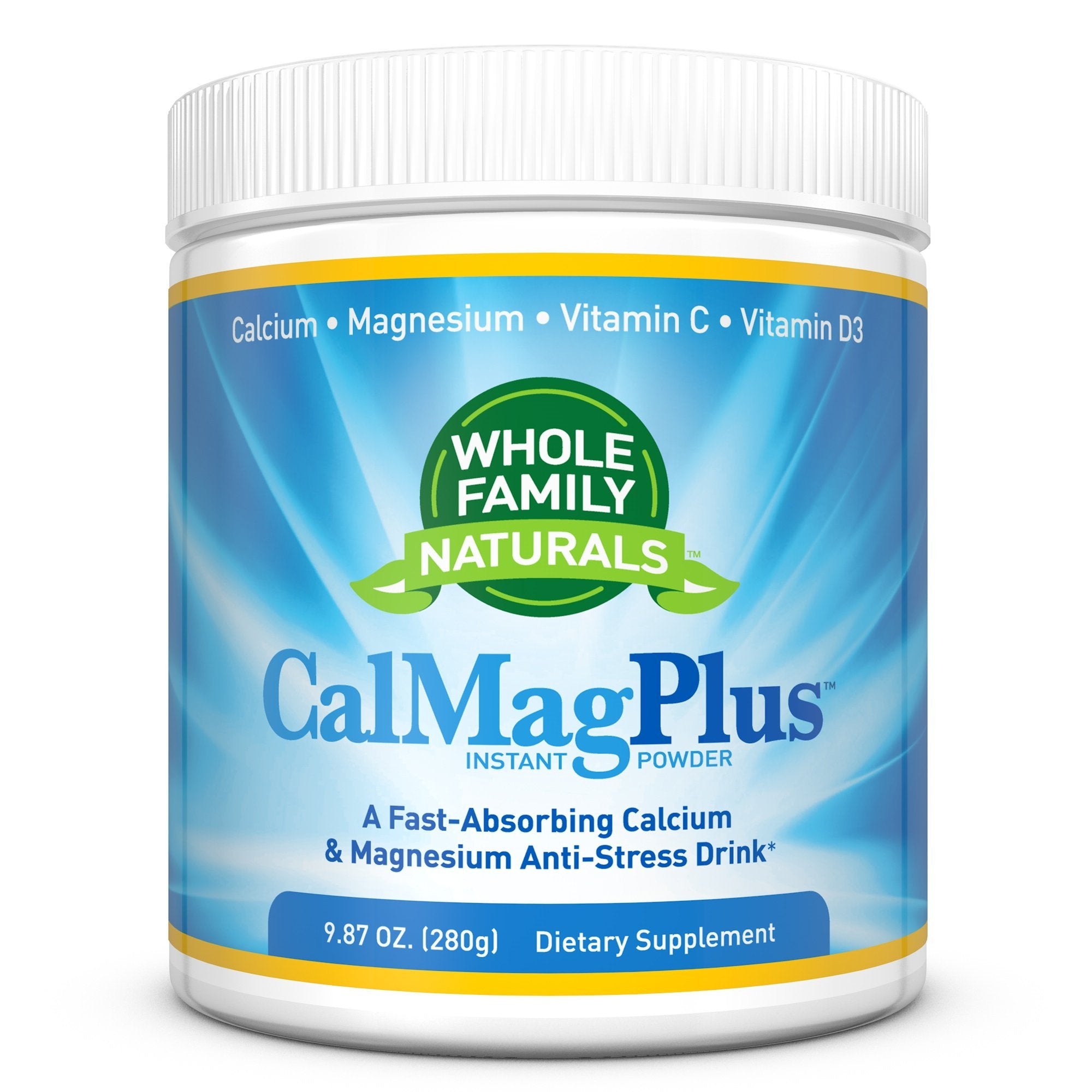 Whole Family Naturals CalMag Plus bottle pour for an easy bedtime ritual