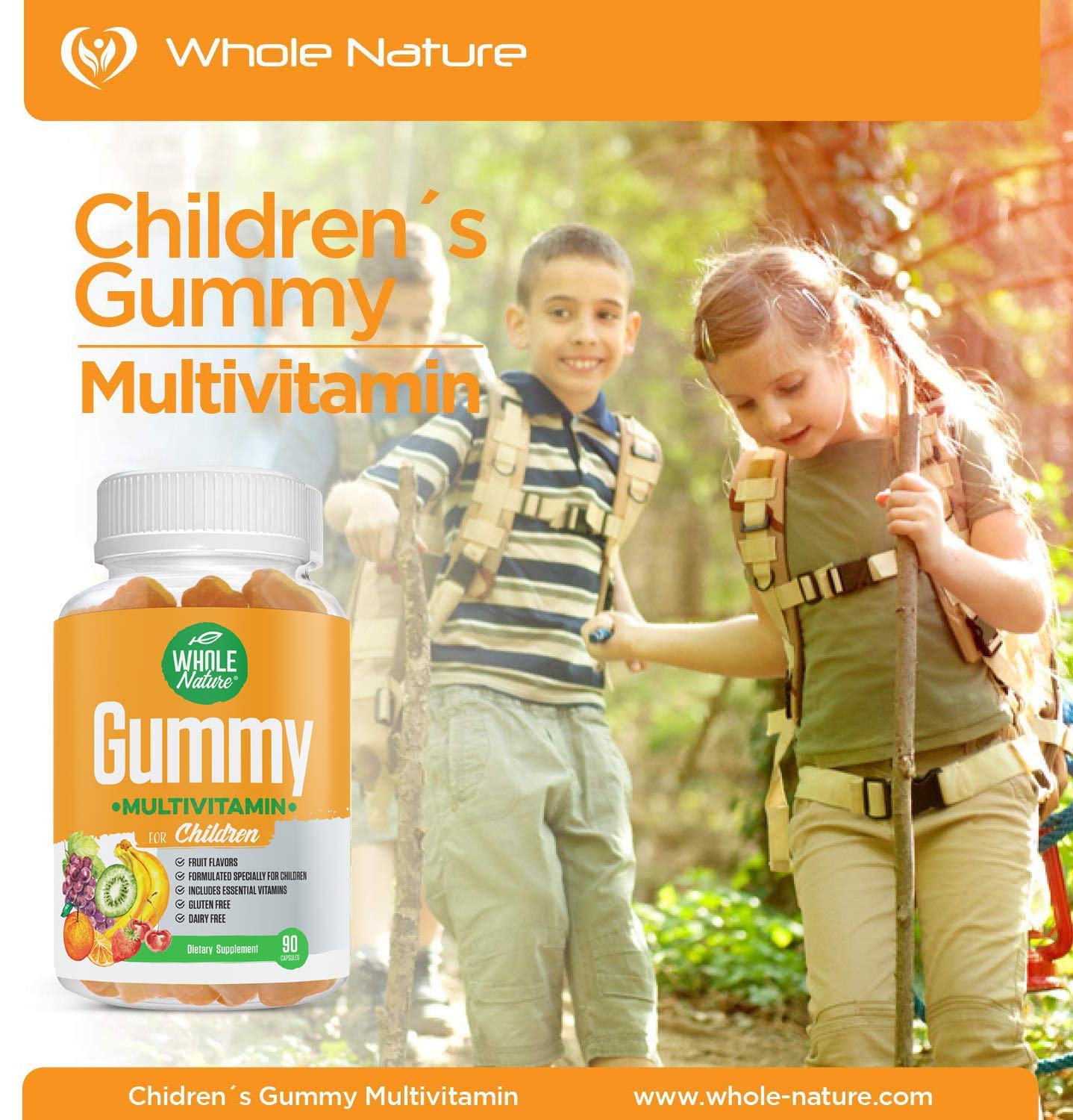 No artificial sugar claim on packaging of Whole Nature Kids Gummy Multivitamin