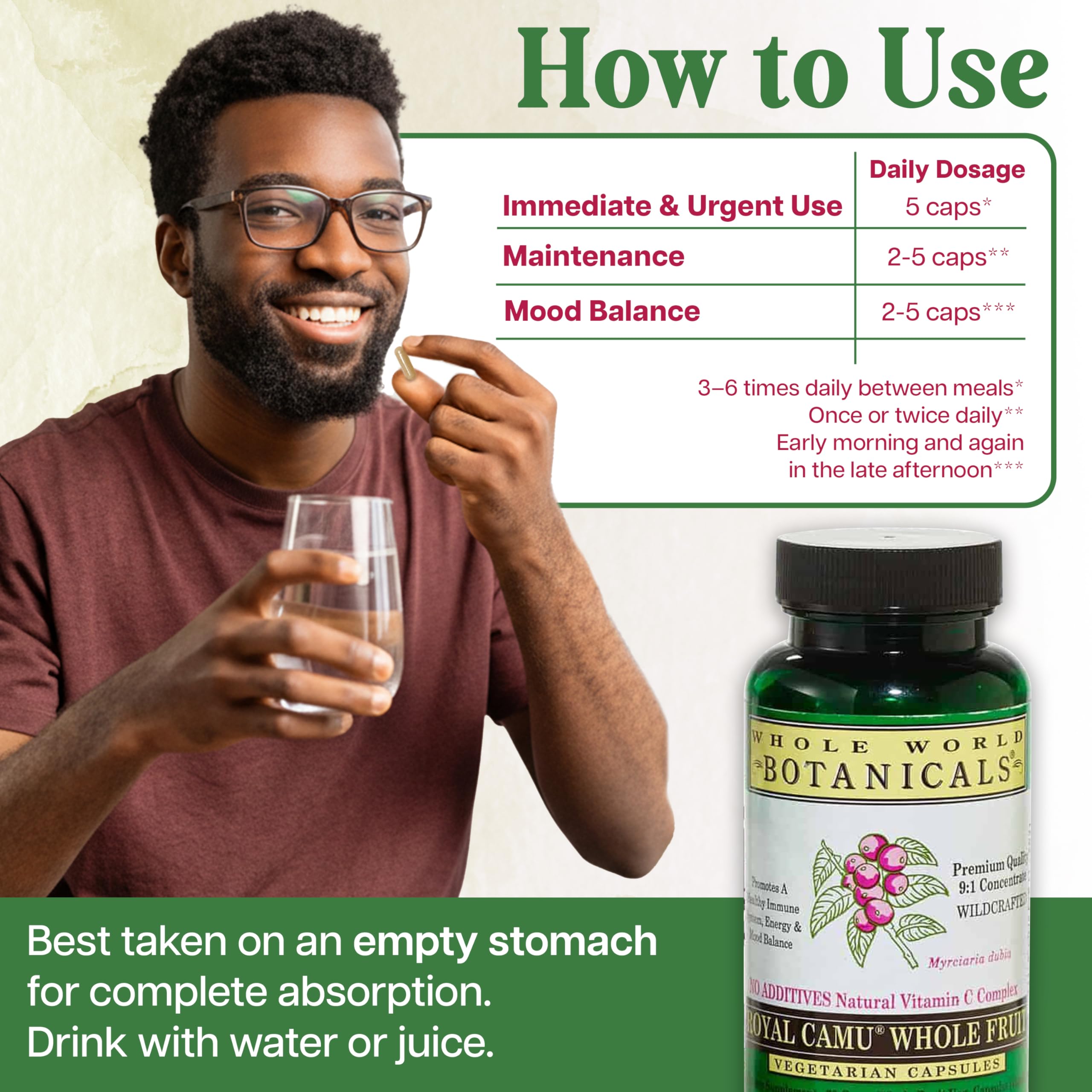 Whole World Botanicals Royal Camu Dark organic certification seal signifying purity