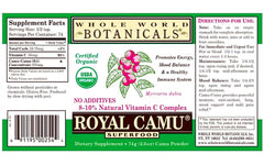 Royal Camu Dark Powder pour demonstrating easy smoothie mixability.