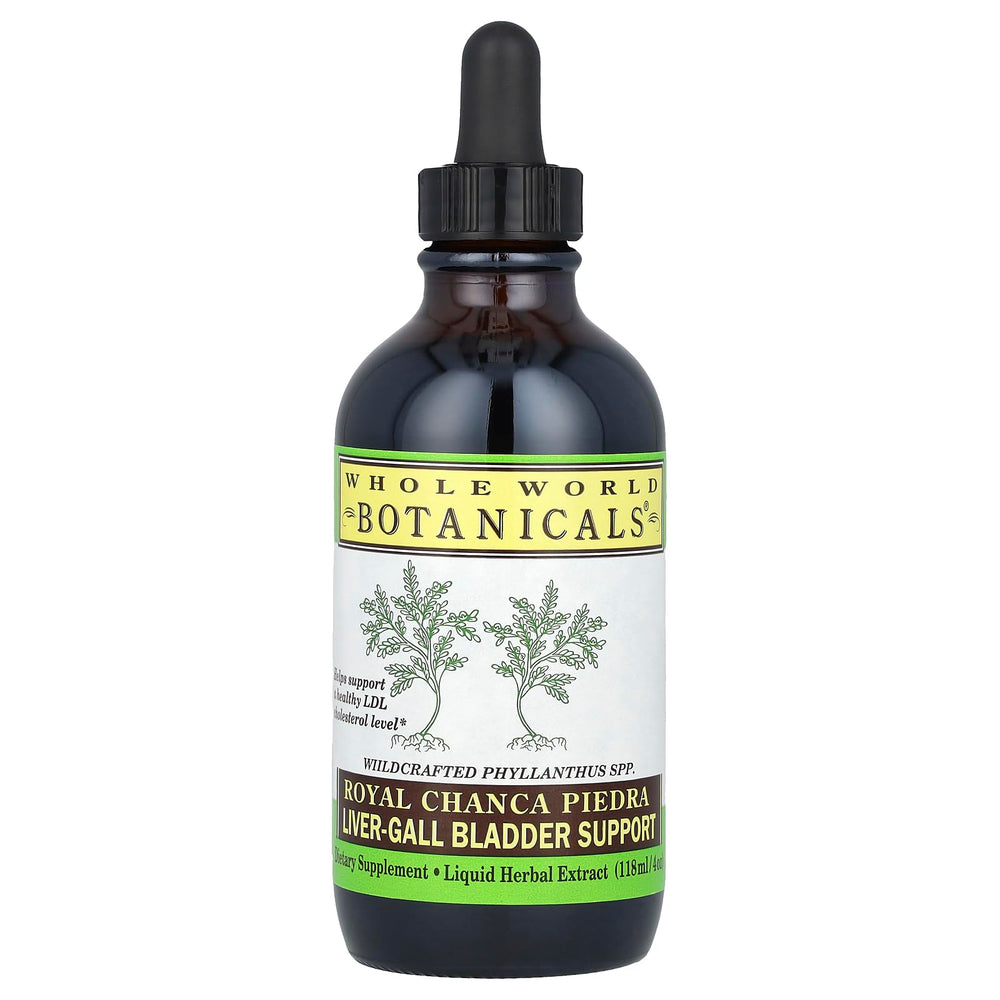 Whole World Botanicals Royal Chanca Piedra bottle pour for supporting healthy digestion.