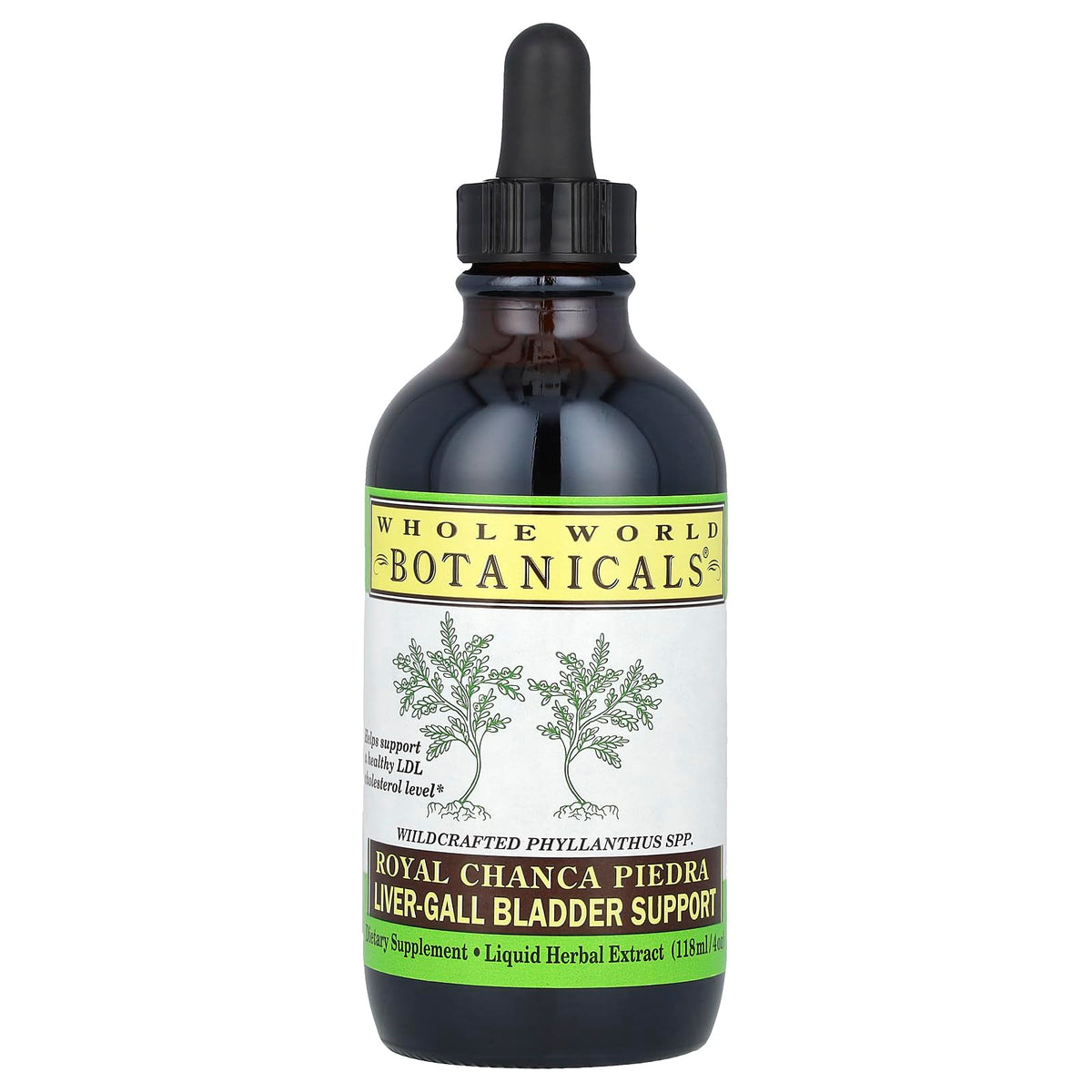 Whole World Botanicals Royal Chanca Piedra bottle pour for supporting healthy digestion.