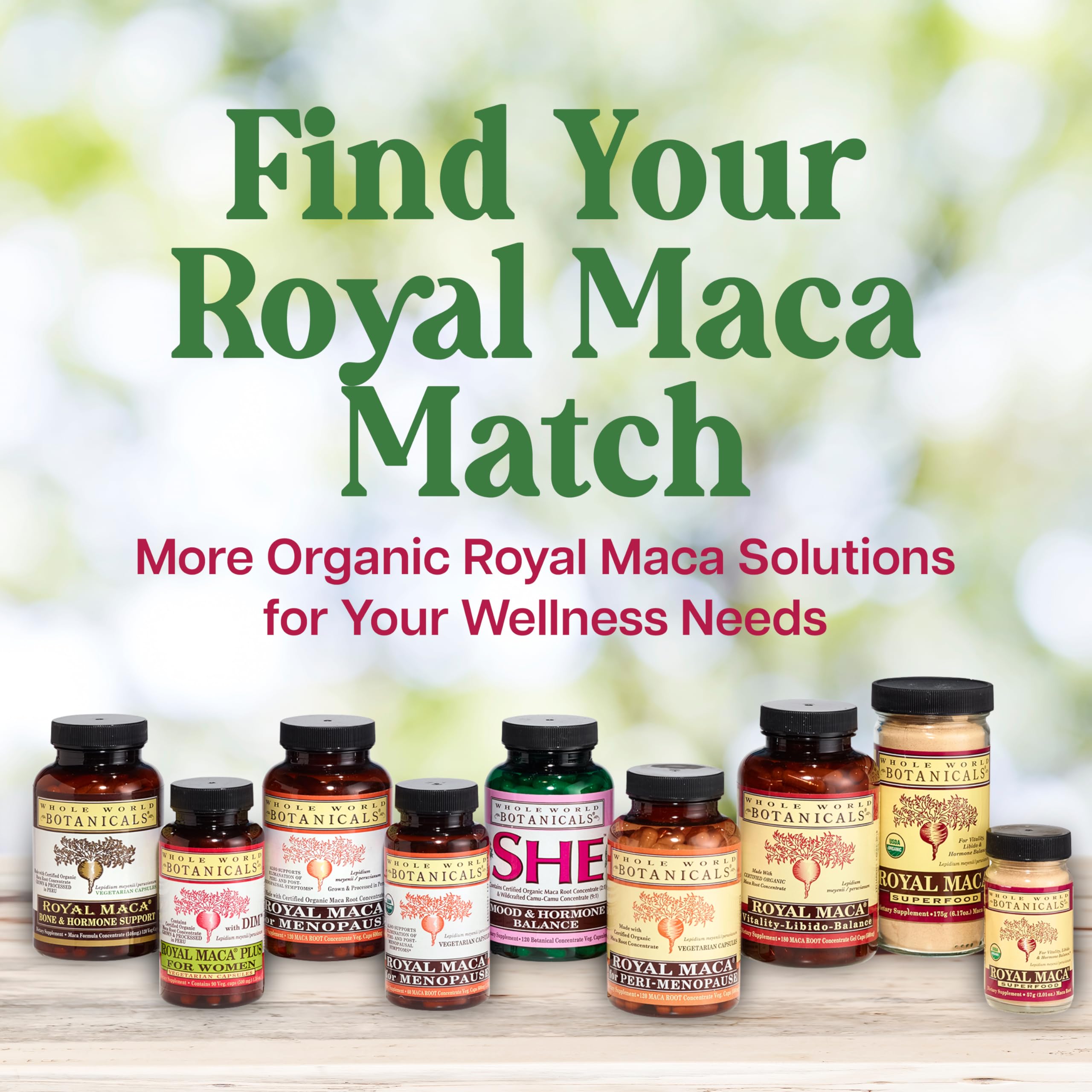 Back label closeup of Whole World Botanicals Royal Maca with directions.