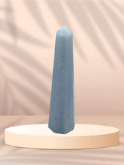 Wholesale Gem Shop Blue Calcite Obelisk with detailed facets for mindful meditation.