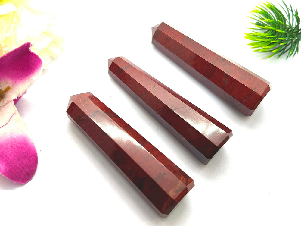Wholesale Gem Shop red jasper obelisk 70mm aura rock crystal glow enhances meditation spaces