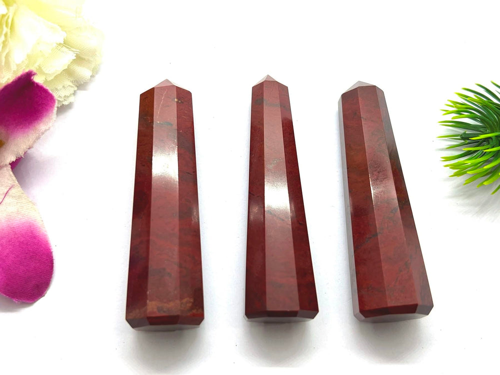 Wholesale Gem Shop red jasper obelisk 70mm carved detail reveals artisan craftsmanship