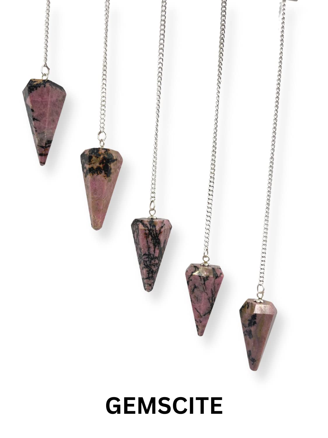 Wholesale Gem Shop rhodonite pendulum facets catch light for mindful exploration