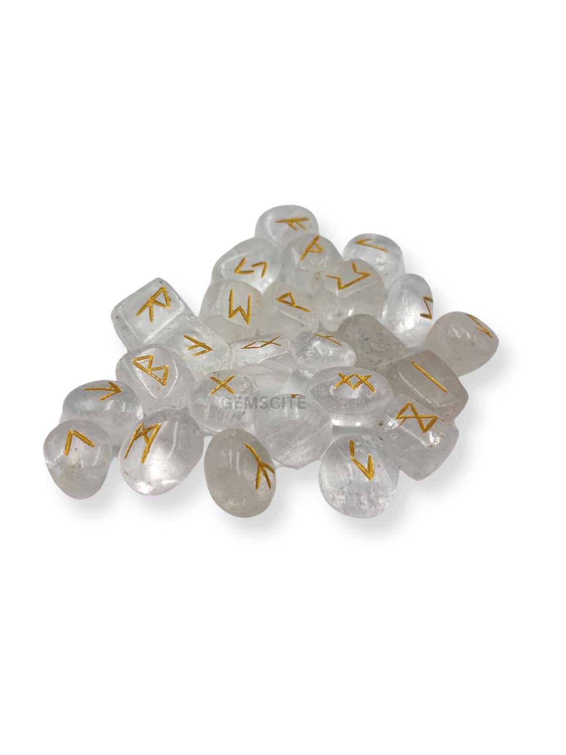 WholesaleGemShop 25 rune set with one blank rune and gold engravings