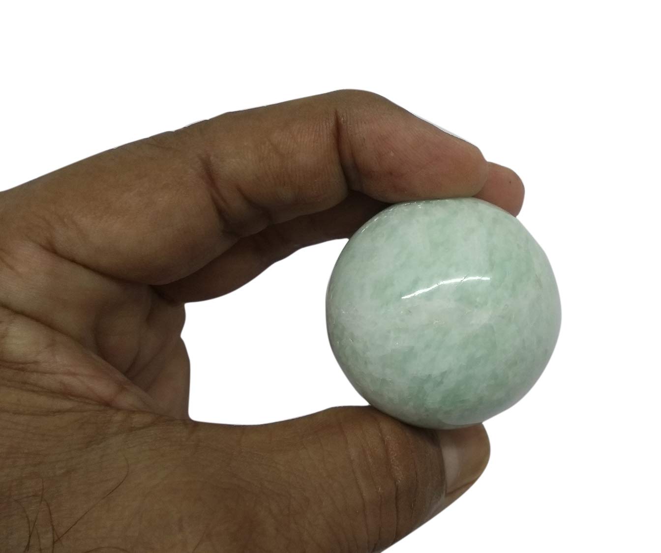 Wholesale Gem Shop amazonite ball sphere on altar display for calm focus