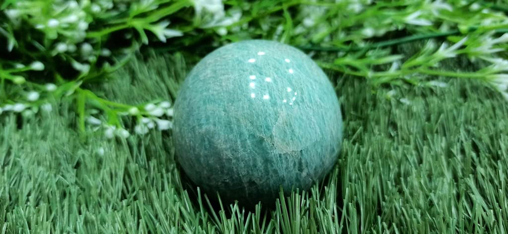 Wholesale Gem Shop amazonite ball sphere meditation setup with candles